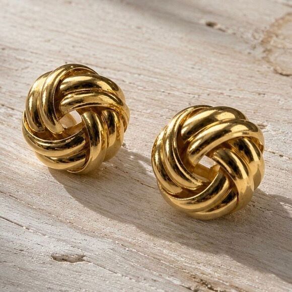 Jewelry - Love Knot Petite Stud Earrings Gold Tone .5”